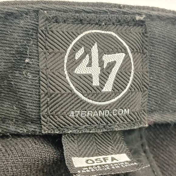 47 Brand NY New York Yankees Hat Baseball Cap All Black Sleek MLB Sporty Casual - Picture 11 of 12